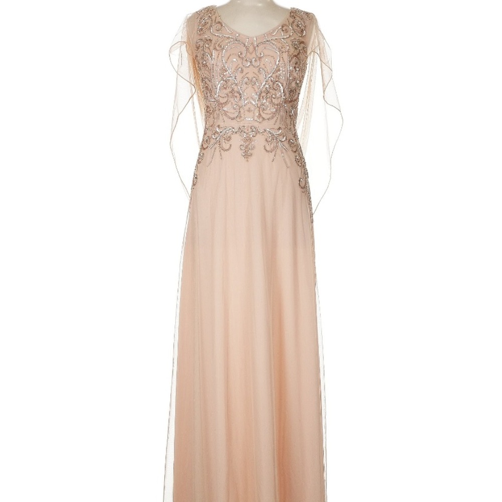 Frank Lyman Design tan Embellished Maxi Gown for Weddings